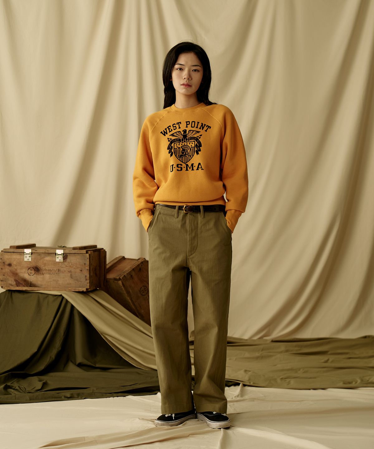 브론슨(BRONSON) Heavyweight USMA Raglan Sweatshirt Navy