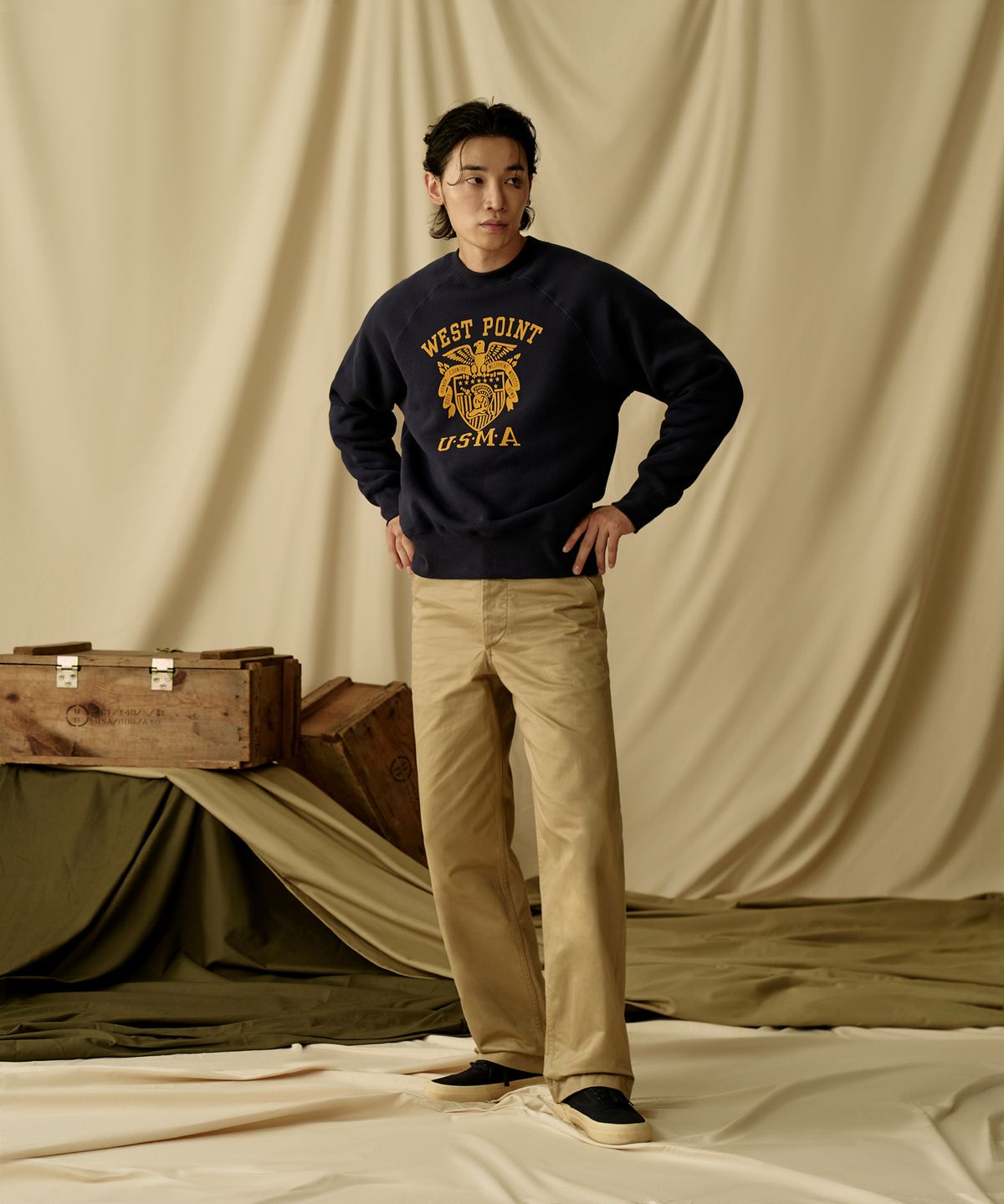브론슨(BRONSON) Heavyweight USMA Raglan Sweatshirt Yellow