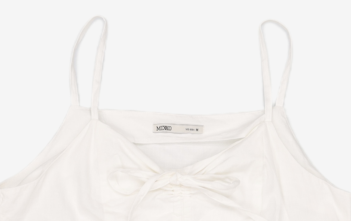 미쏘(MIXXO) 브이넥 셔링 나시 블라우스_MIWBND801G M