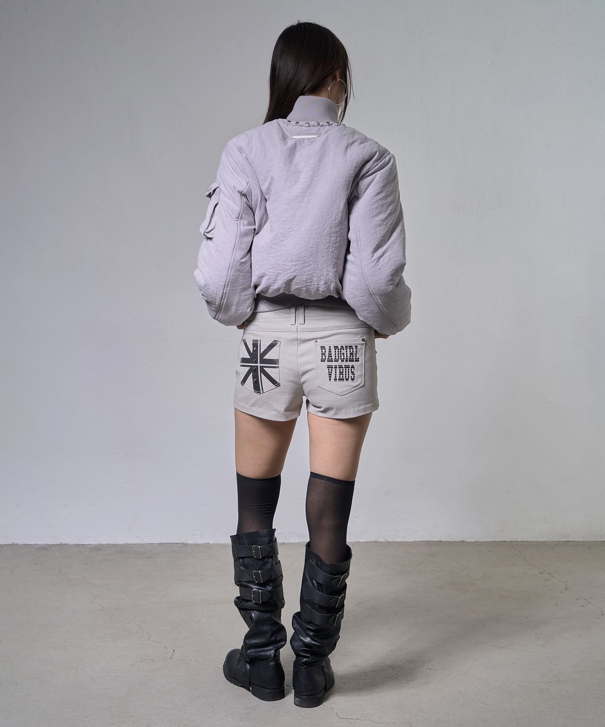 팬시클럽(FANCY CLUB) 하이넥 빈티지 퀄팅 자켓 (GRAY) F26ZA502