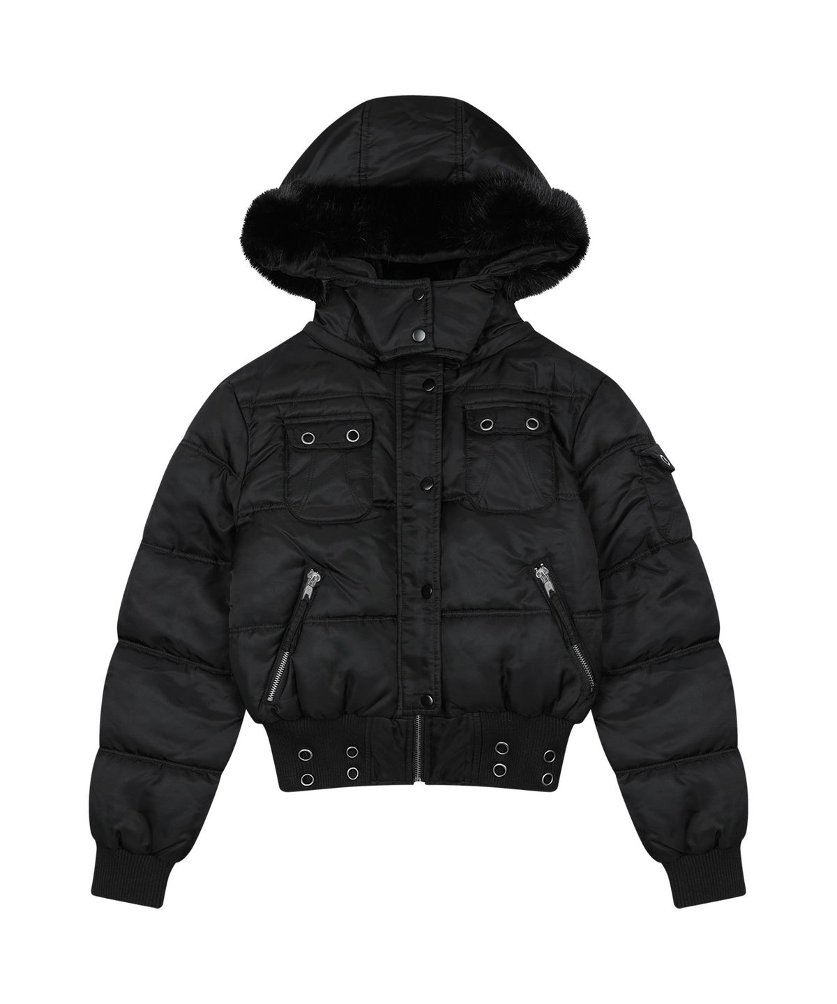 팬시클럽(FANCY CLUB) 퍼 트리밍 후드 패딩 (BLACK) F26ZA501