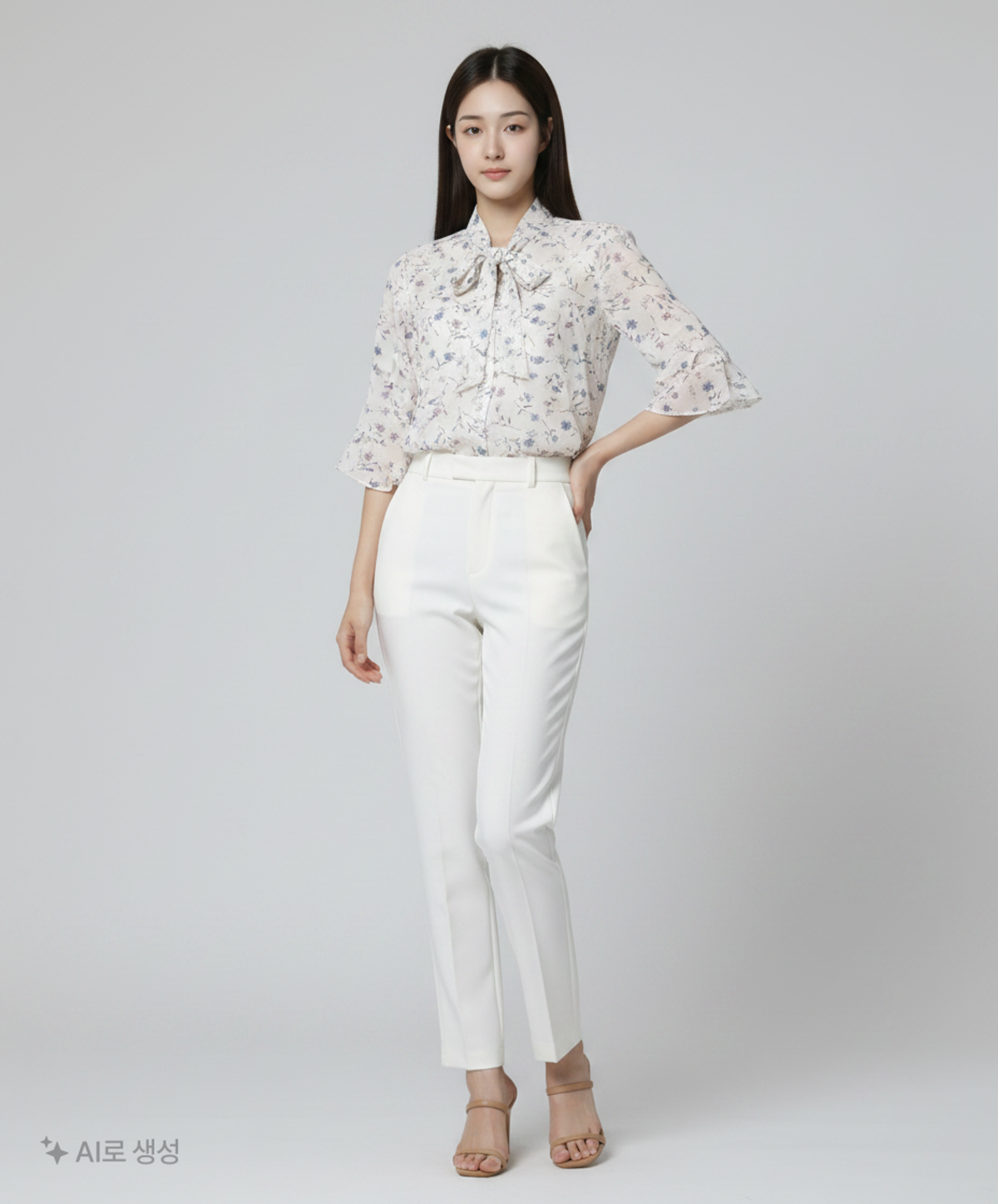 클라비스(CLOVIS) 소프트 플라워 리본 타이 블라우스 ( 3color ) CVBW92501P 95