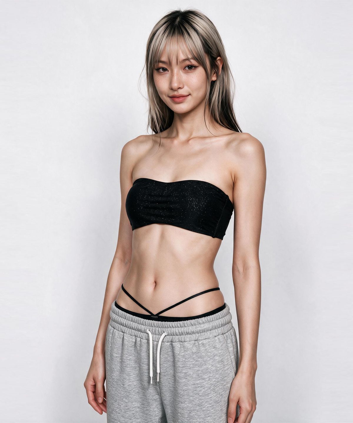 댑(DAB) 블랙 글리터 스트랩 포인트 누디핏 팬티
