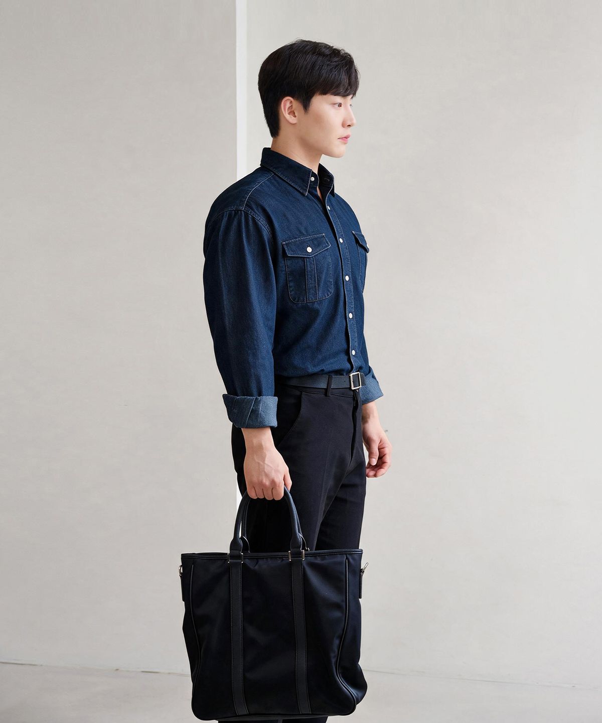 핵쿨남(HECKCOOLNAM) 블랙라벨(black label) 하이엔드 데님 머슬핏 정장 셔츠