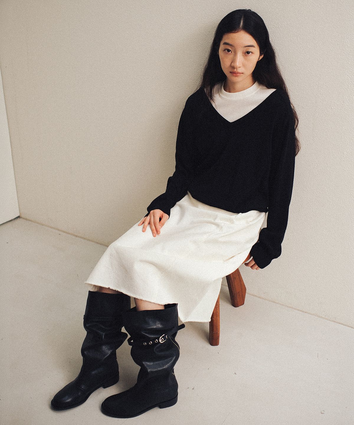 키에레이(CHIELEI) [26FW] LOOSY BOOTS [C6F08BK]