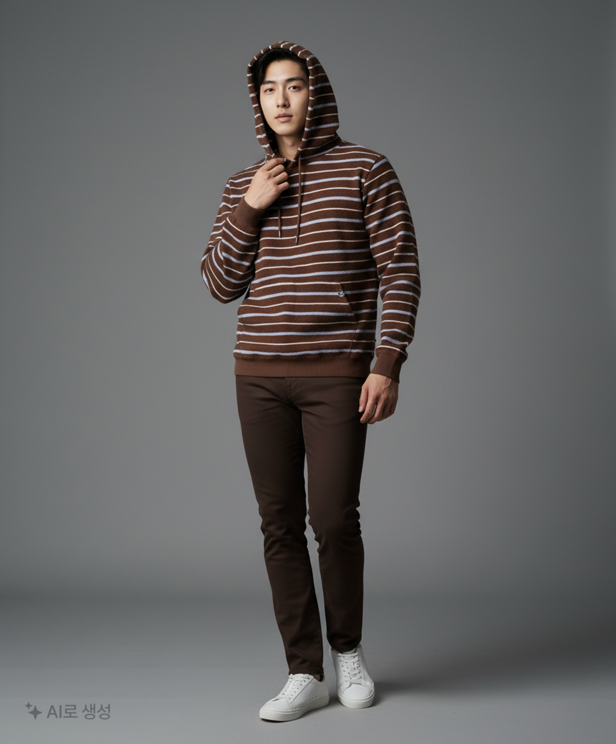 예스아이씨(YESEYESEE) Y.E.S Stripe Hoodie Brown S