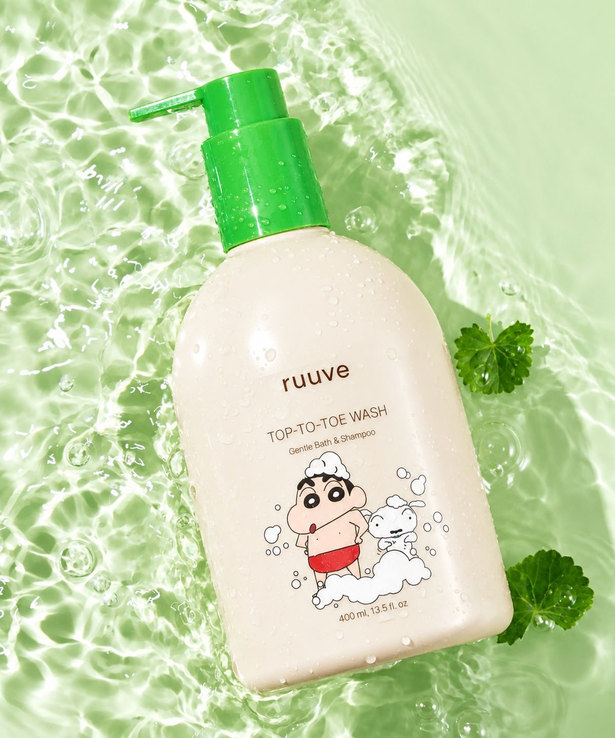 러베(RUUVE) 아기 히알루론 올인원 탑투토워시 짱구 콜라보 에디션 바디워시 샴푸 400ml
