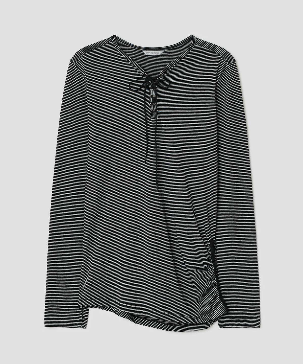 타입서비스(TYPESERVICE) Lace Up Side Trim Top [Black]