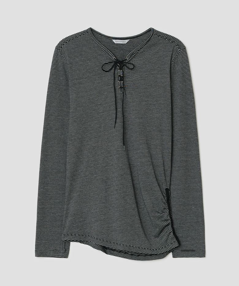 Lace Up Side Trim Top [Black]