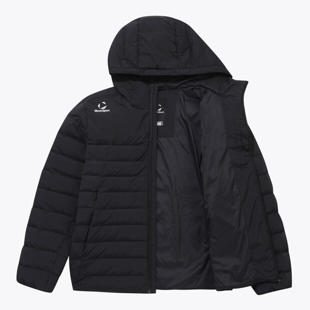 무브스포츠 바이 데상트(MOVESPORT BY DESCENTE) 경량 후드형 덕다운 자켓 블랙 VS121EDJ11