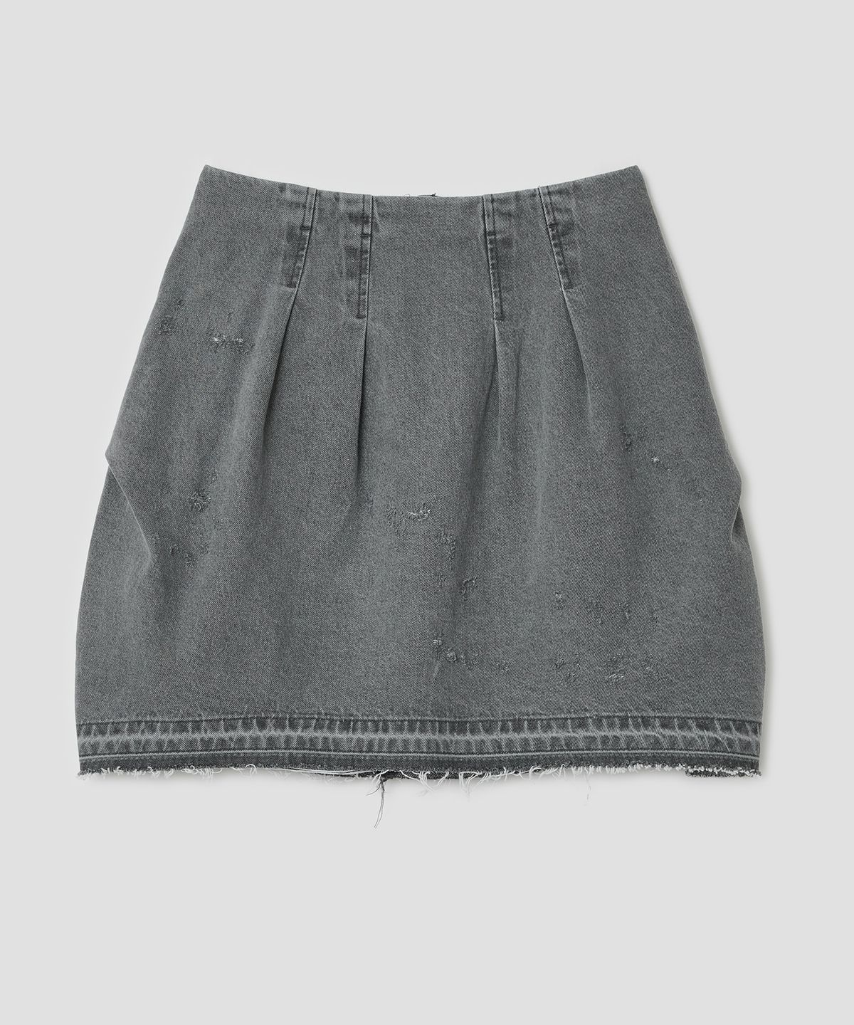 타입서비스(TYPESERVICE) Distressed Panel Denim Skirt [Gray]