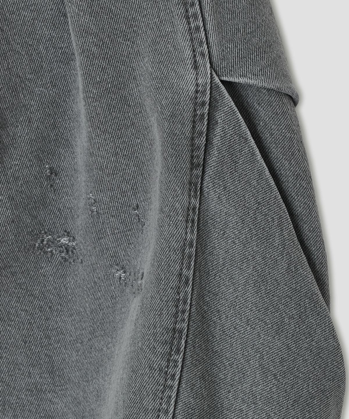 타입서비스(TYPESERVICE) Distressed Panel Denim Skirt [Gray]