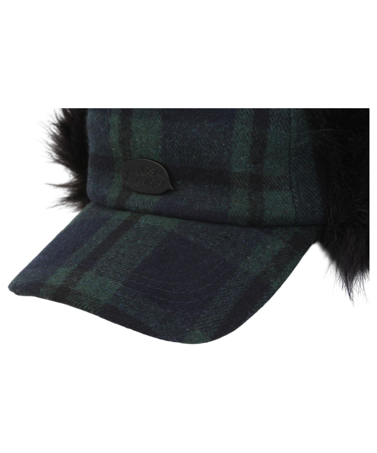 유니버셜 케미스트리(UNIVERSAL CHEMISTRY) Check Green Fur Earflap Cap 귀달이모자