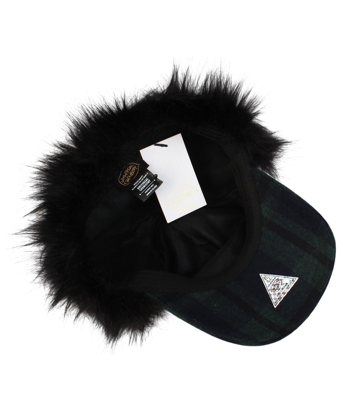 유니버셜 케미스트리(UNIVERSAL CHEMISTRY) Check Green Fur Earflap Cap 귀달이모자