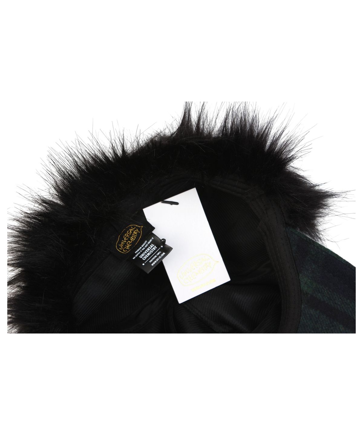유니버셜 케미스트리(UNIVERSAL CHEMISTRY) Check Green Fur Earflap Cap 귀달이모자