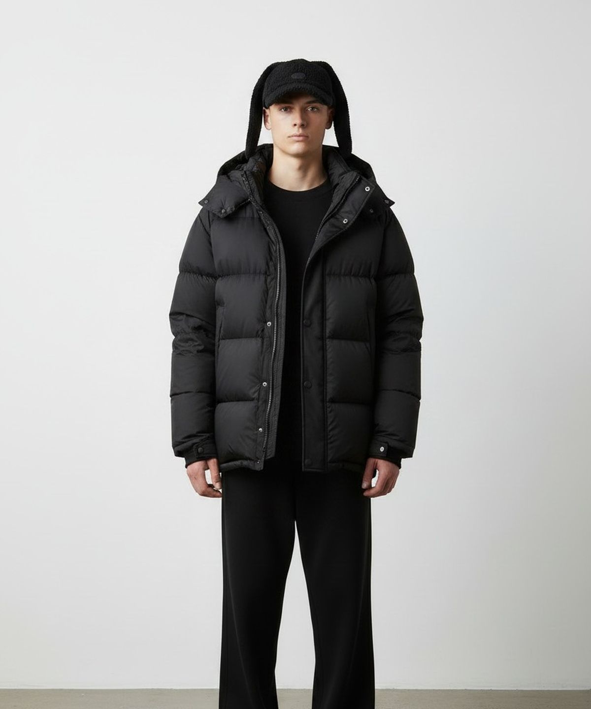 유니버셜 케미스트리(UNIVERSAL CHEMISTRY) Rabbit Fleece Black Ballcap 토끼모자
