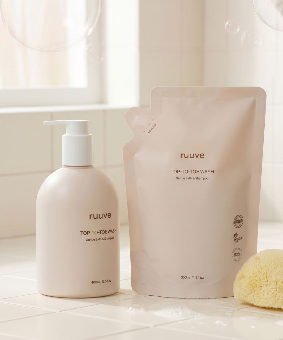 러베(RUUVE) 아기 히알루론 탑투토 워시 리필 350ml