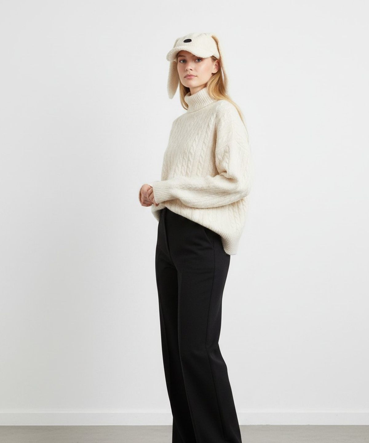 유니버셜 케미스트리(UNIVERSAL CHEMISTRY) Rabbit Fleece Ivory Ballcap 토끼모자