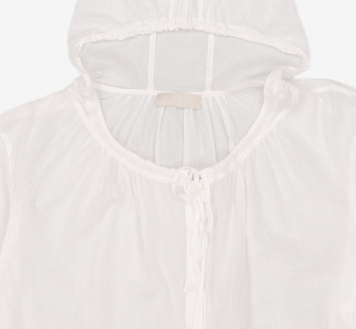 아모멘토(AMOMENTO) SHEER SHIRRING HOODED BLOUSE_WHITE 0