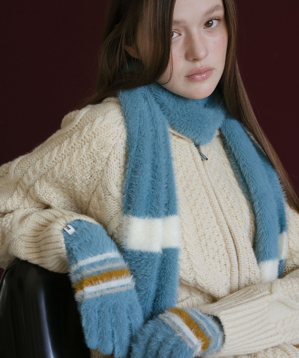 질바이질스튜어트(JILL BY JILLSTUART) 스트라이프 패턴 장갑 - 2colors