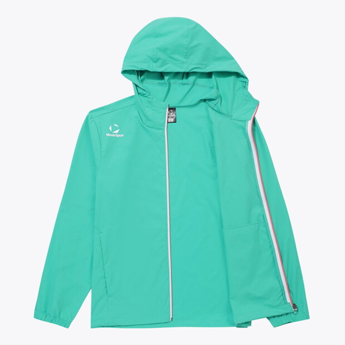무브스포츠 바이 데상트(MOVESPORT BY DESCENTE) 워딩 그래픽 우븐 후드형 바람막이 자켓 민트 VS123EWB11