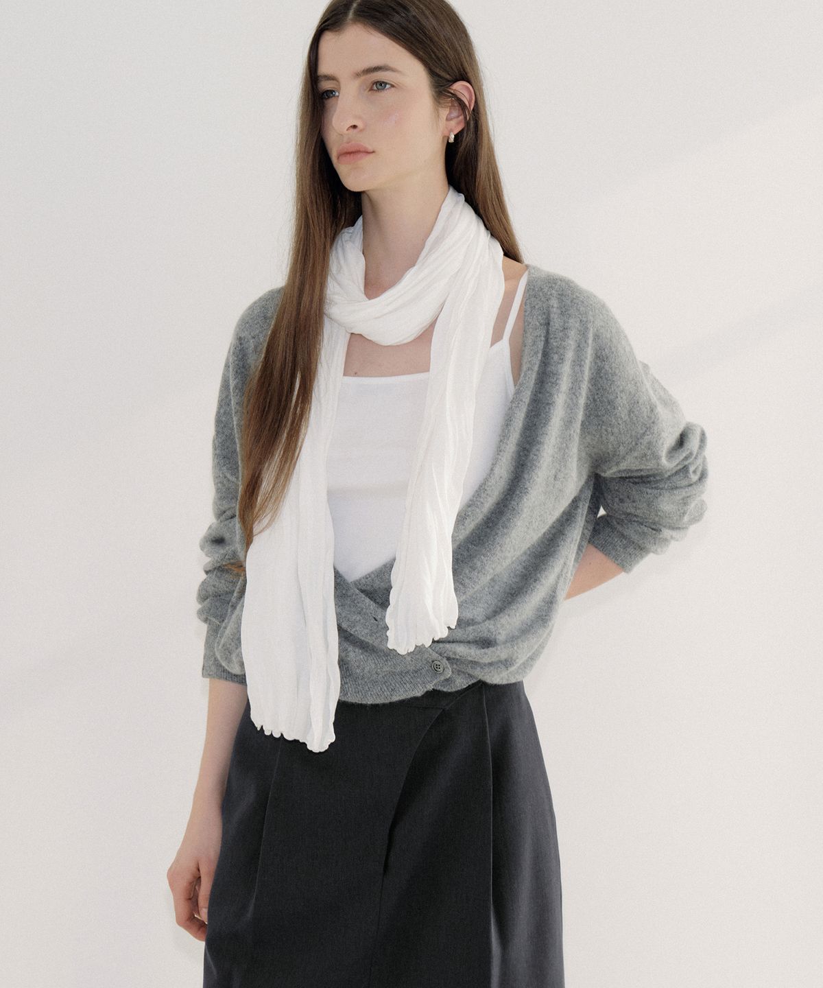 아워코모스(OURCOMOS) two-way wrap cardigan (melange gray) orc 6096