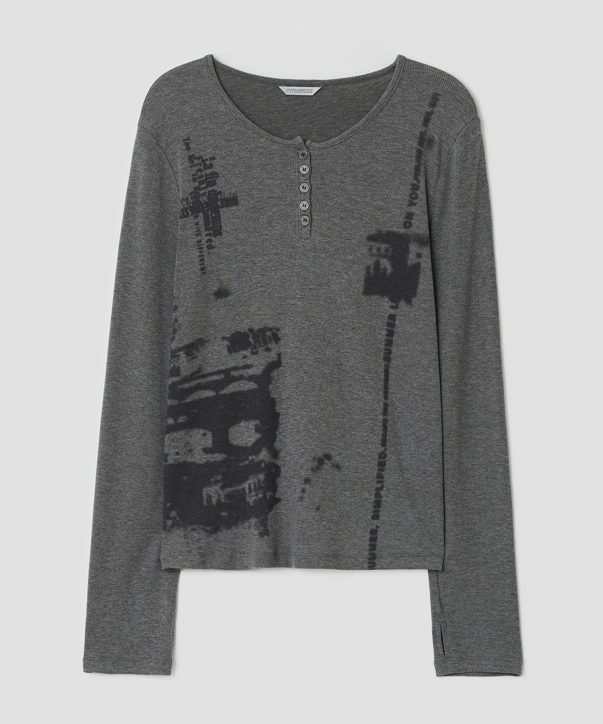 타입서비스(TYPESERVICE) Blur Spray Henley Top [Charcoal]