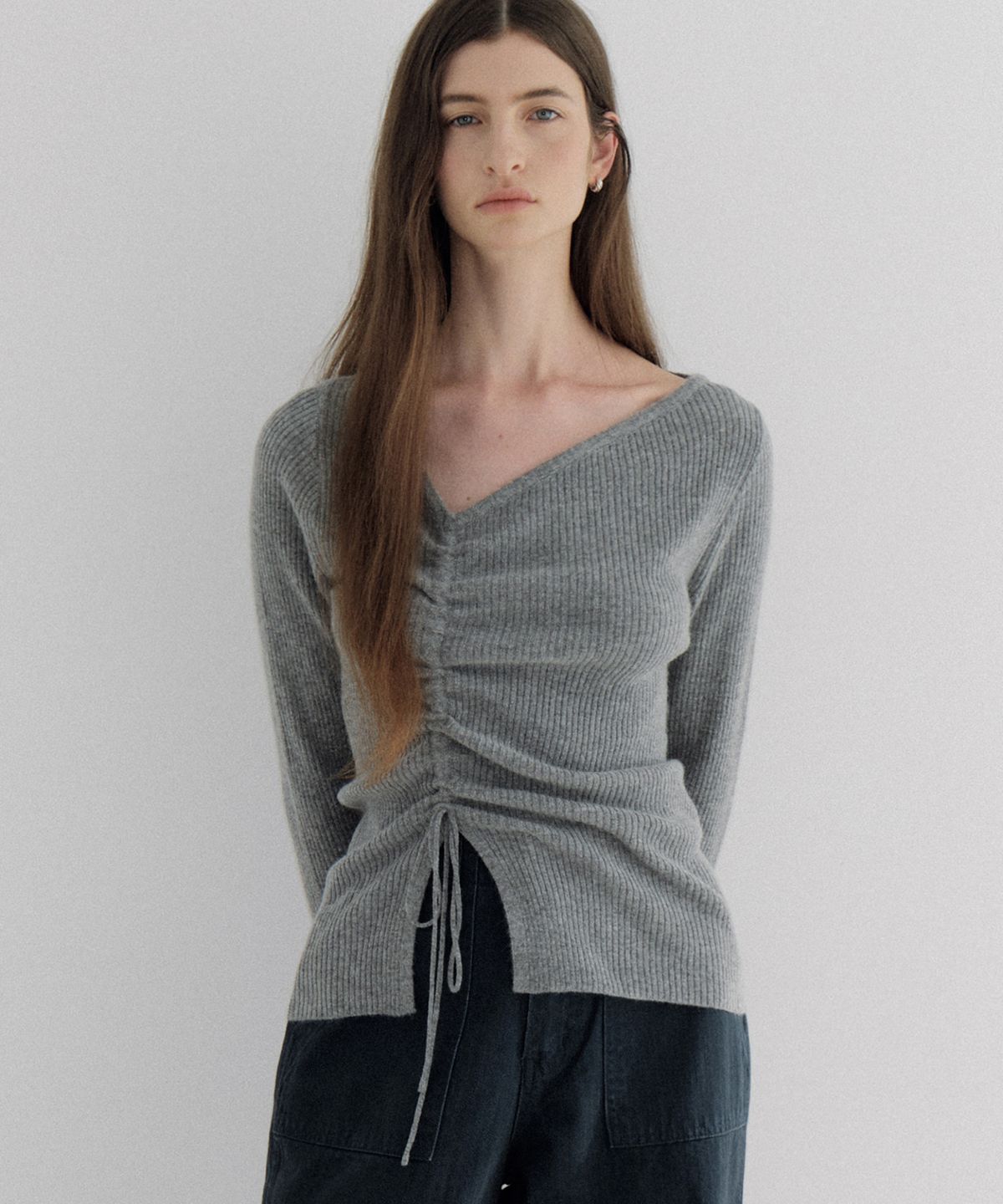 아워코모스(OURCOMOS) oblique string ribbed knit (melange gray) orc 6099