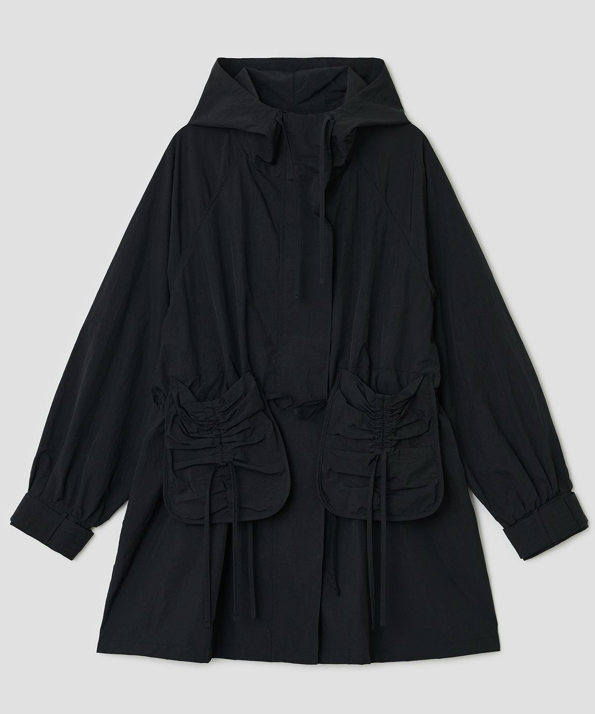 타입서비스(TYPESERVICE) Shirred Hood Jacket [Black]
