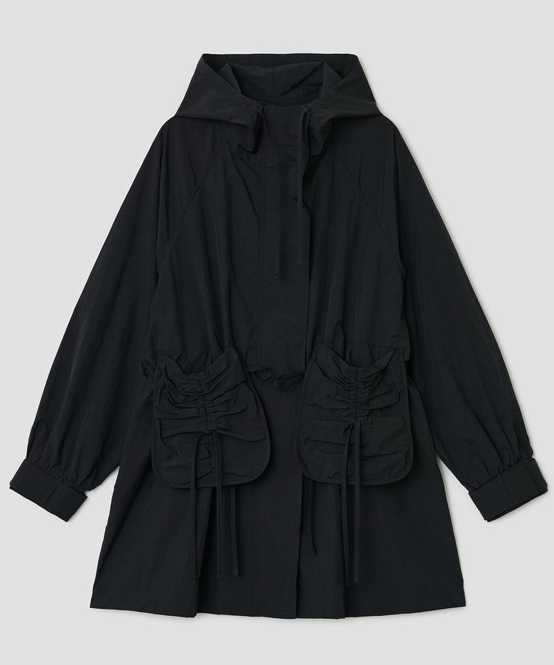 Shirred Hood Jacket [Black]