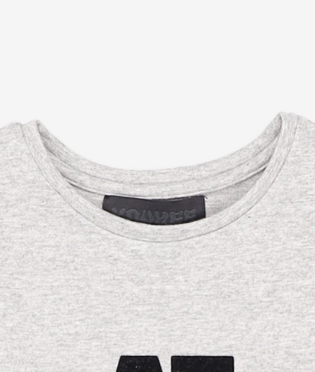 유희(YOUHEE) LETTERING T-SHIRT MELANGE GREY FREE