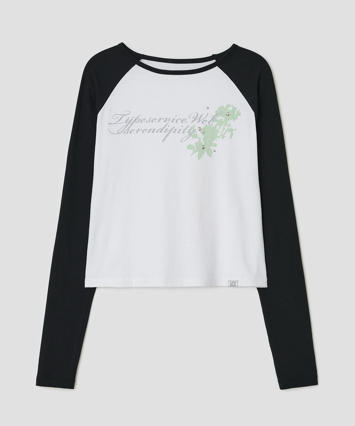 타입서비스(TYPESERVICE) Sheer Hotfix Raglan Top [White]
