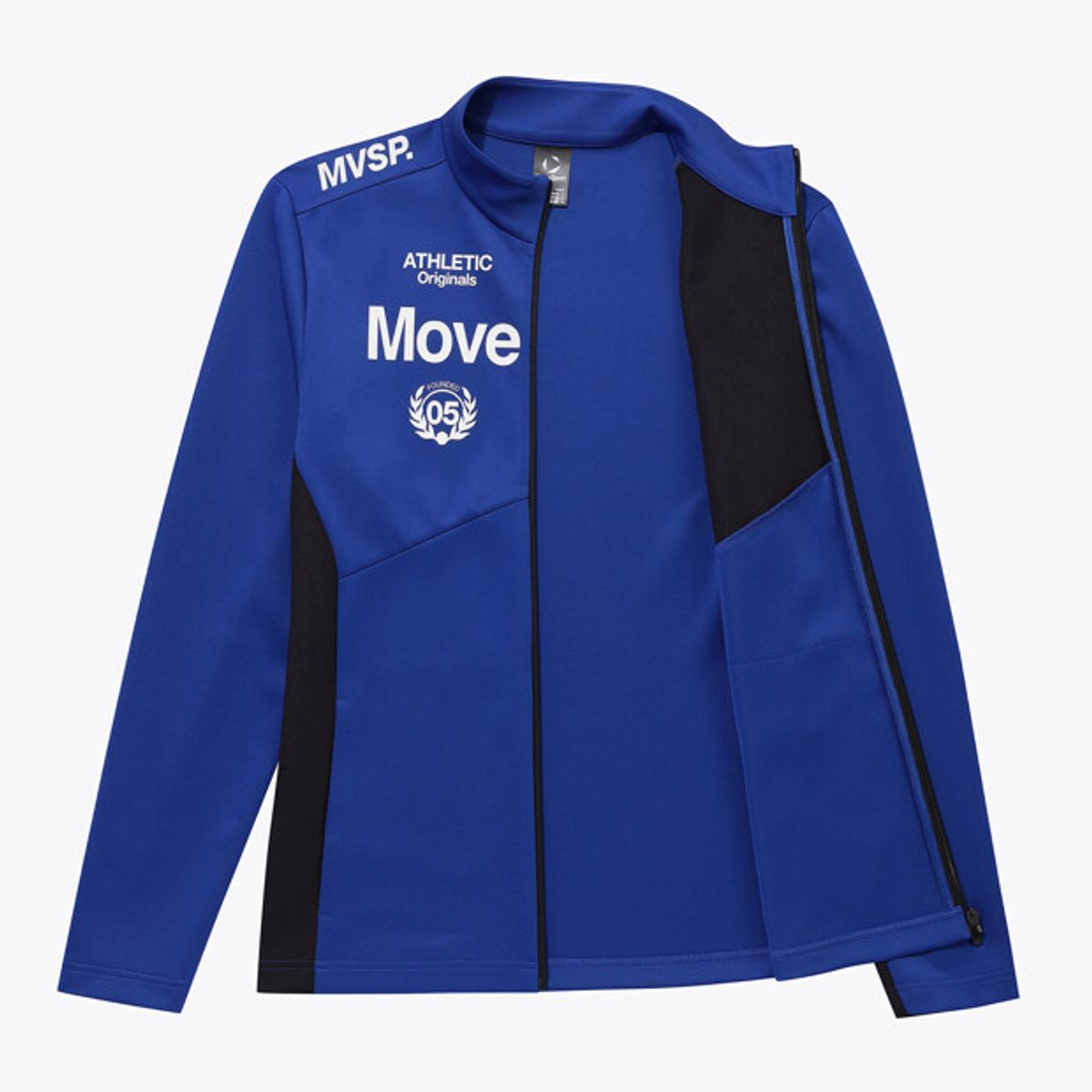 무브스포츠 바이 데상트(MOVESPORT BY DESCENTE) 워딩 그래픽 스탠드넥 트레이닝 자켓 블루 VS121EFT11