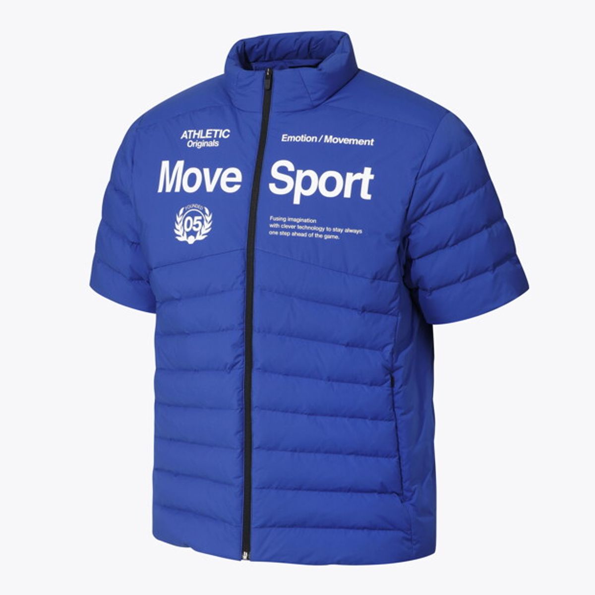무브스포츠 바이 데상트(MOVESPORT BY DESCENTE) 경량 반팔 덕다운 자켓 블루 VS121EDJ12