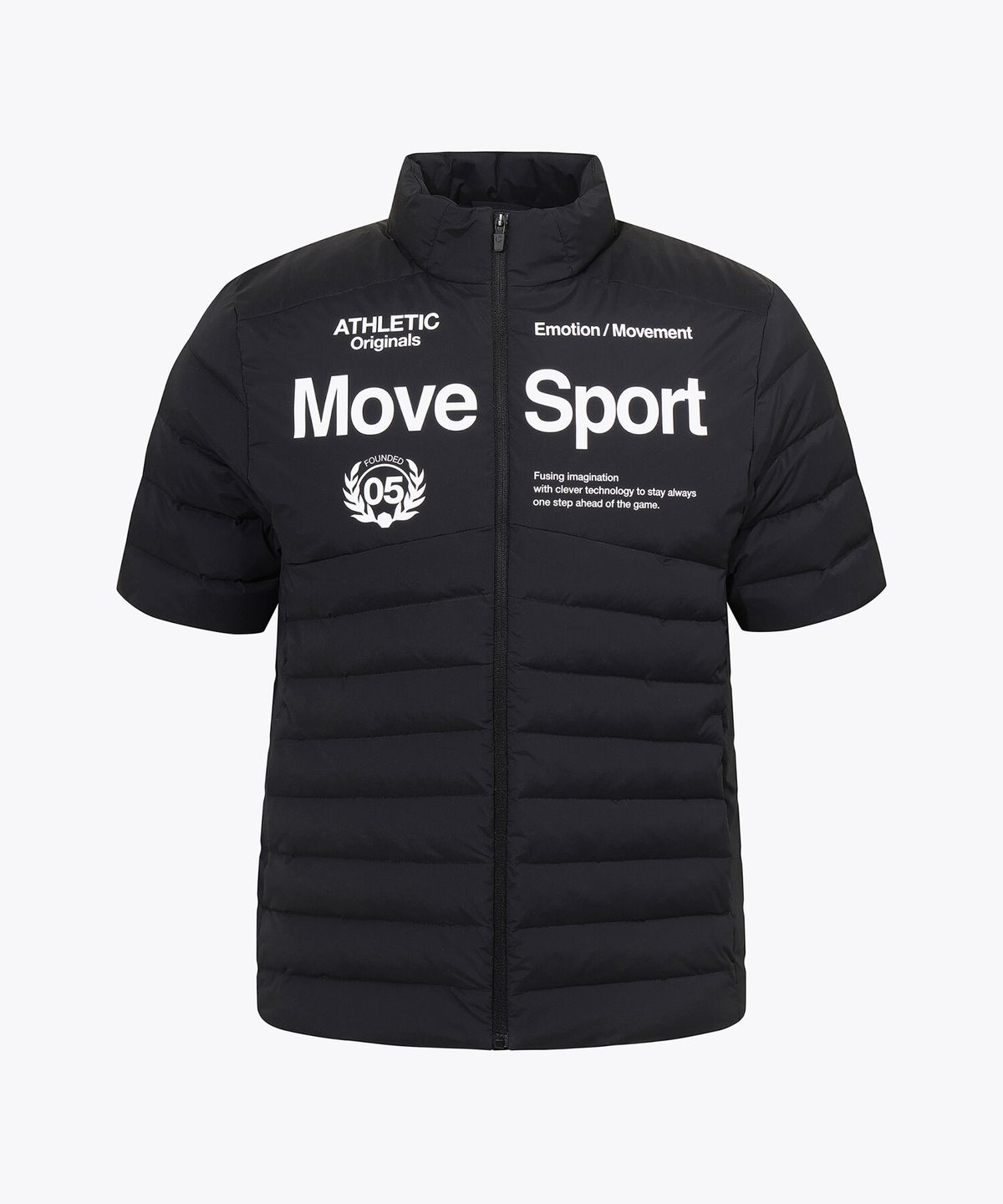 무브스포츠 바이 데상트(MOVESPORT BY DESCENTE) 경량 반팔 덕다운 자켓 블랙 VS121EDJ12
