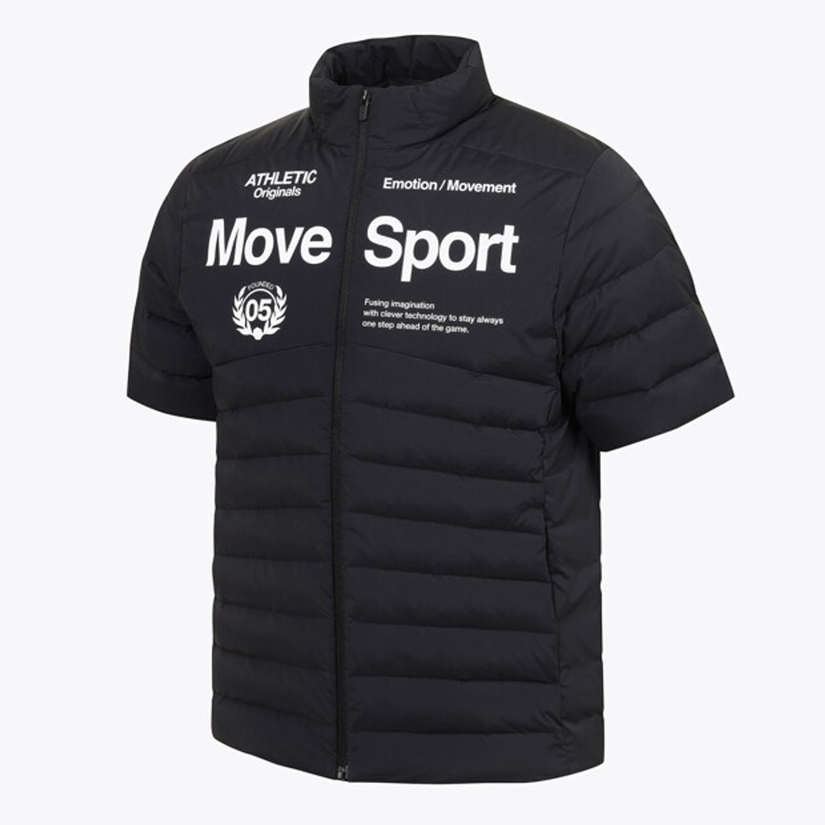 무브스포츠 바이 데상트(MOVESPORT BY DESCENTE) 경량 반팔 덕다운 자켓 블랙 VS121EDJ12
