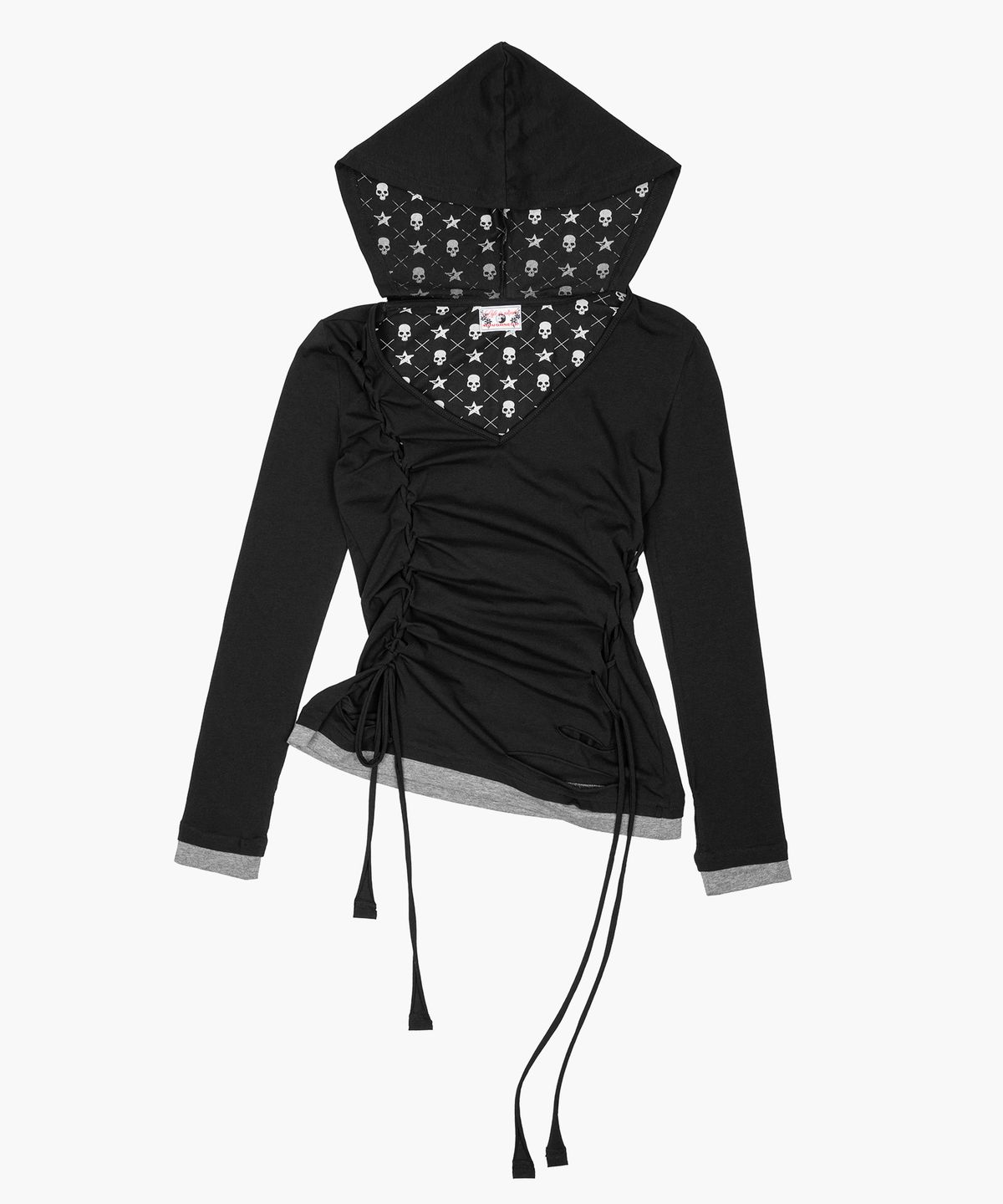 러프넥(ROUGHNECK) Grunge Strap Hoodie Black