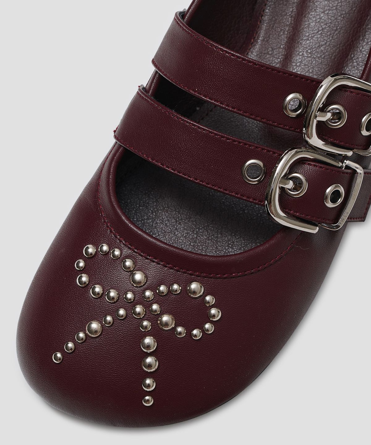 타입서비스(TYPESERVICE) Ribbon Rivet Buckle Flats [Wine]