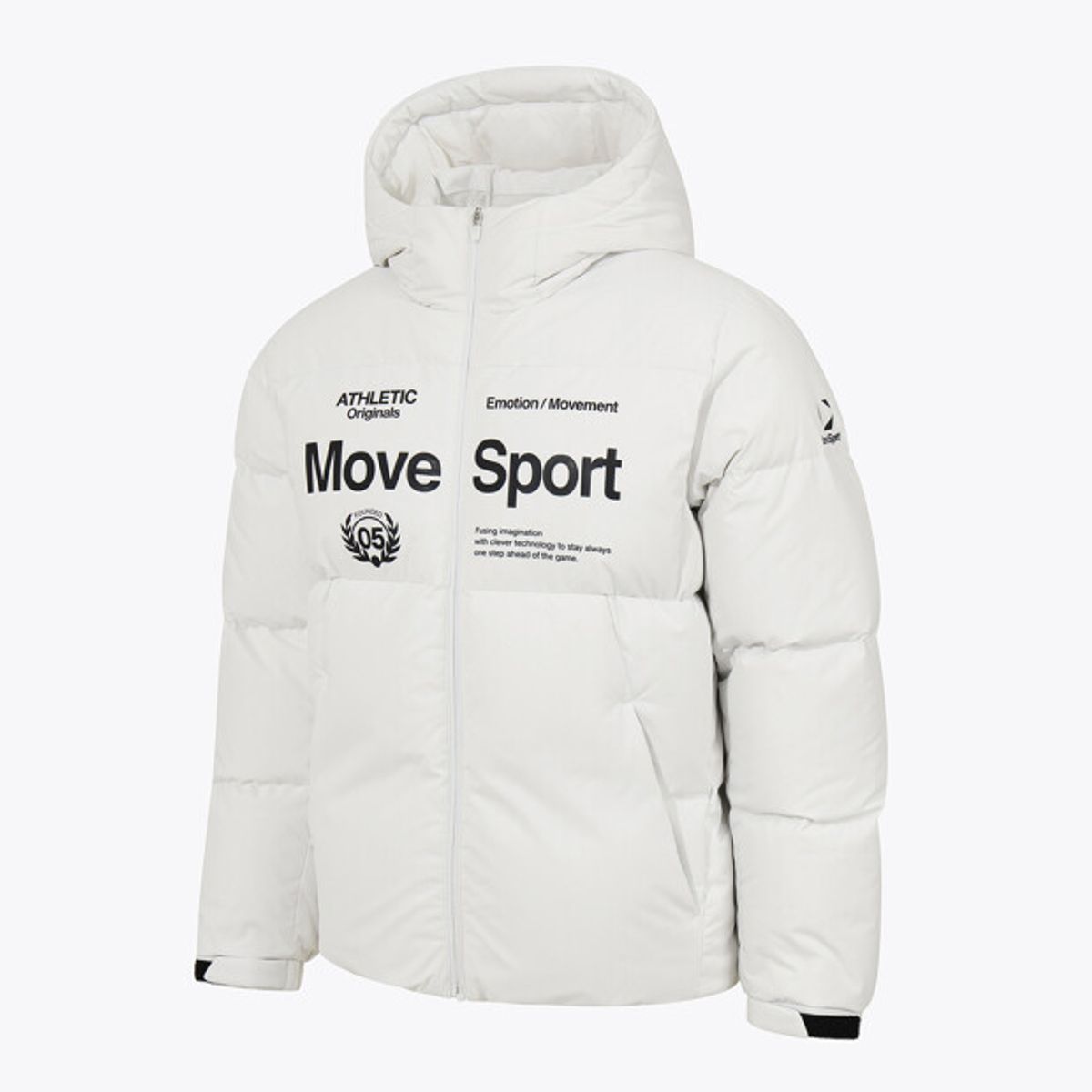 무브스포츠 바이 데상트(MOVESPORT BY DESCENTE) 중경량 후드형 덕다운 자켓 화이트 VS121EDJ13