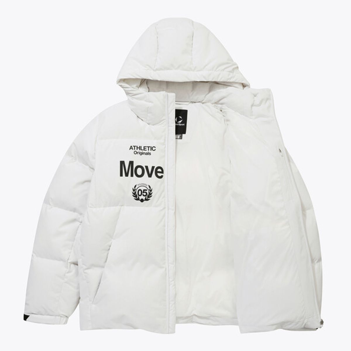 무브스포츠 바이 데상트(MOVESPORT BY DESCENTE) 중경량 후드형 덕다운 자켓 화이트 VS121EDJ13