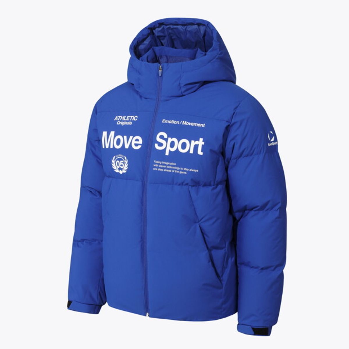 무브스포츠 바이 데상트(MOVESPORT BY DESCENTE) 중경량 후드형 덕다운 자켓 블루 VS121EDJ13