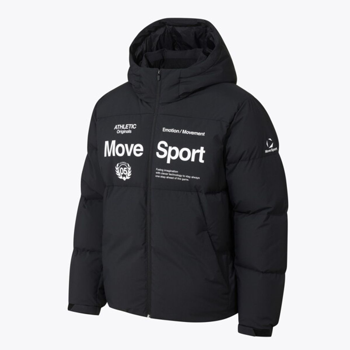 무브스포츠 바이 데상트(MOVESPORT BY DESCENTE) 중경량 후드형 덕다운 자켓 블랙 VS121EDJ13