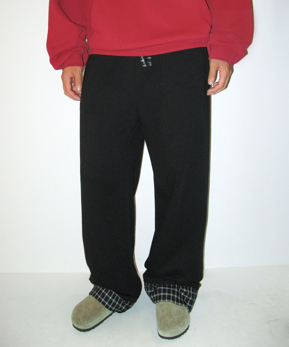 아메스 월드와이드(AMES-WORLDWIDE) 52 CHECK ROLL-UP SWEATPANTS BLACK