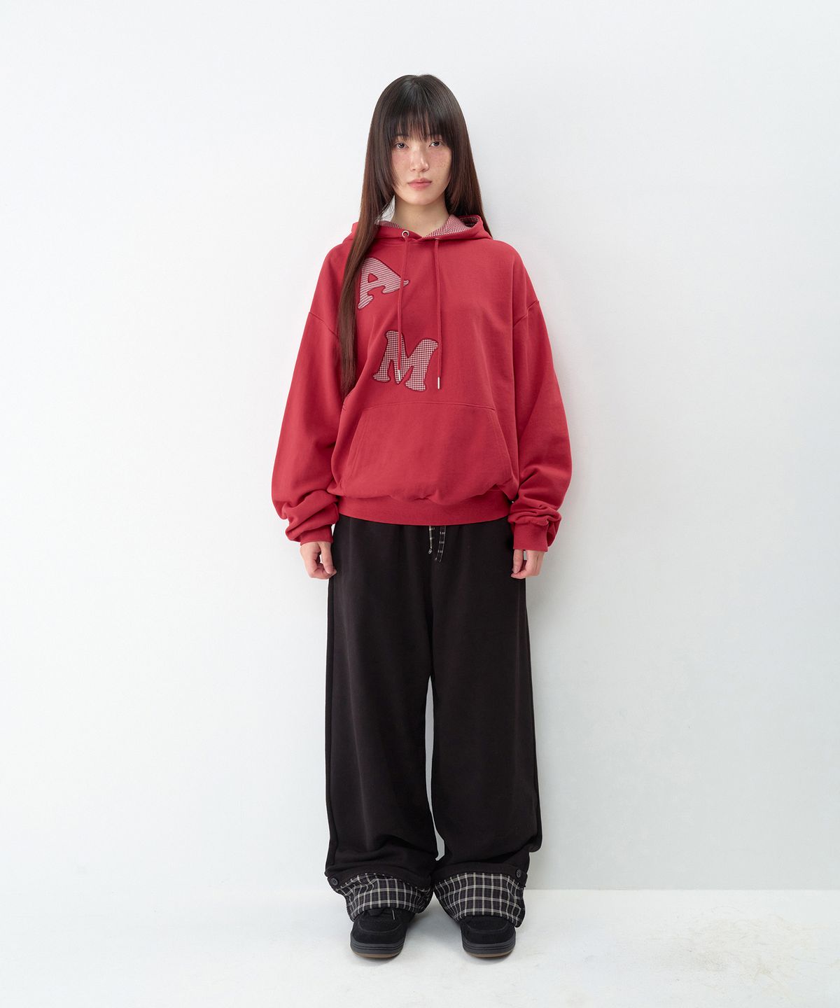 아메스 월드와이드(AMES-WORLDWIDE) 52 CHECK ROLL-UP SWEATPANTS BLACK