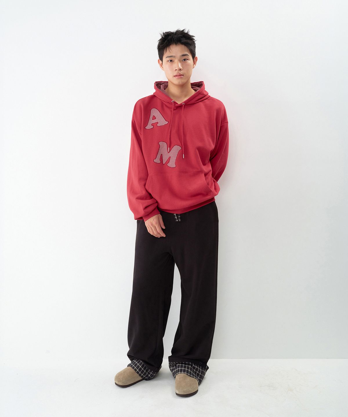 아메스 월드와이드(AMES-WORLDWIDE) 52 CHECK ROLL-UP SWEATPANTS BLACK