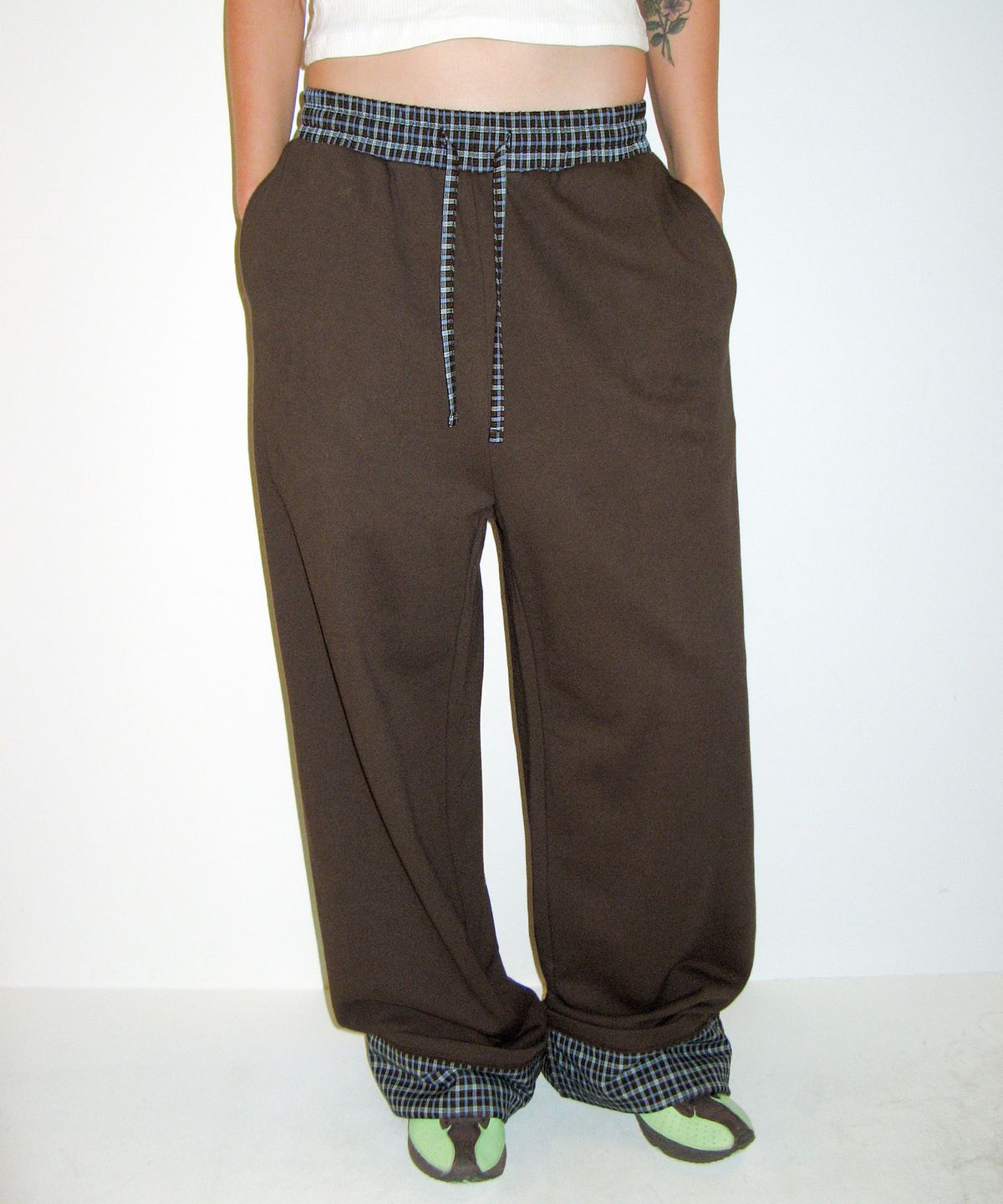 아메스 월드와이드(AMES-WORLDWIDE) 52 CHECK ROLL-UP SWEATPANTS BROWN