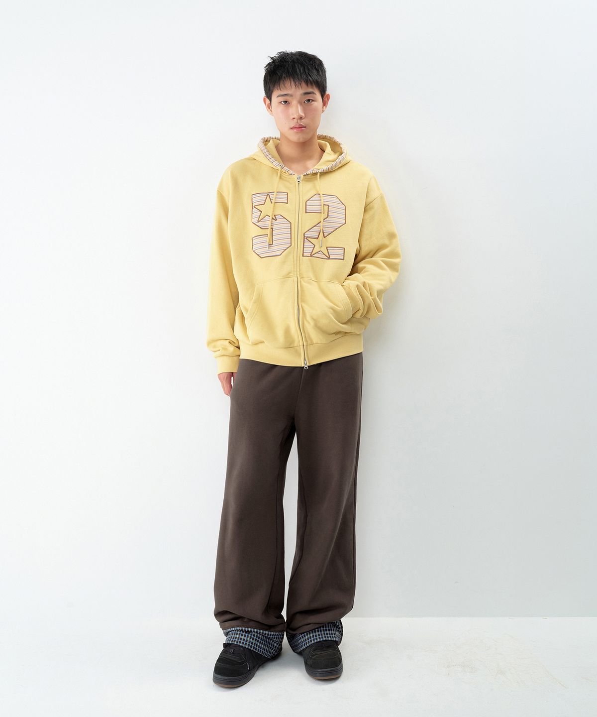 아메스 월드와이드(AMES-WORLDWIDE) 52 CHECK ROLL-UP SWEATPANTS BROWN