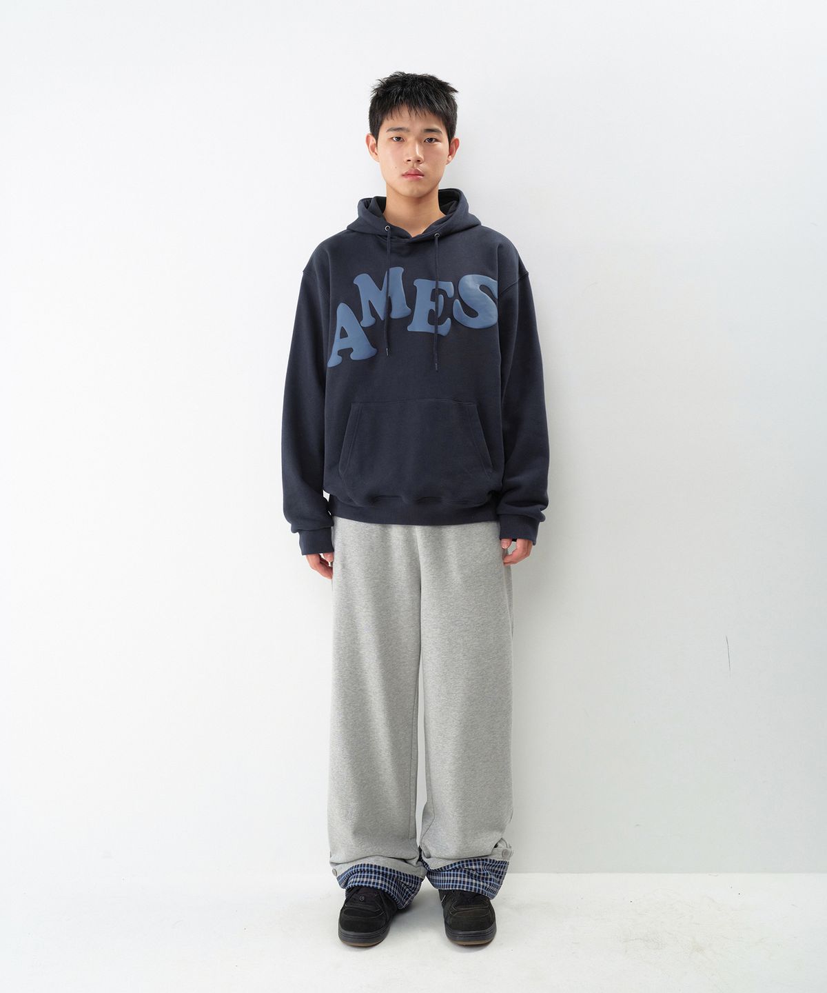 아메스 월드와이드(AMES-WORLDWIDE) 52 CHECK ROLL-UP SWEATPANTS GREY