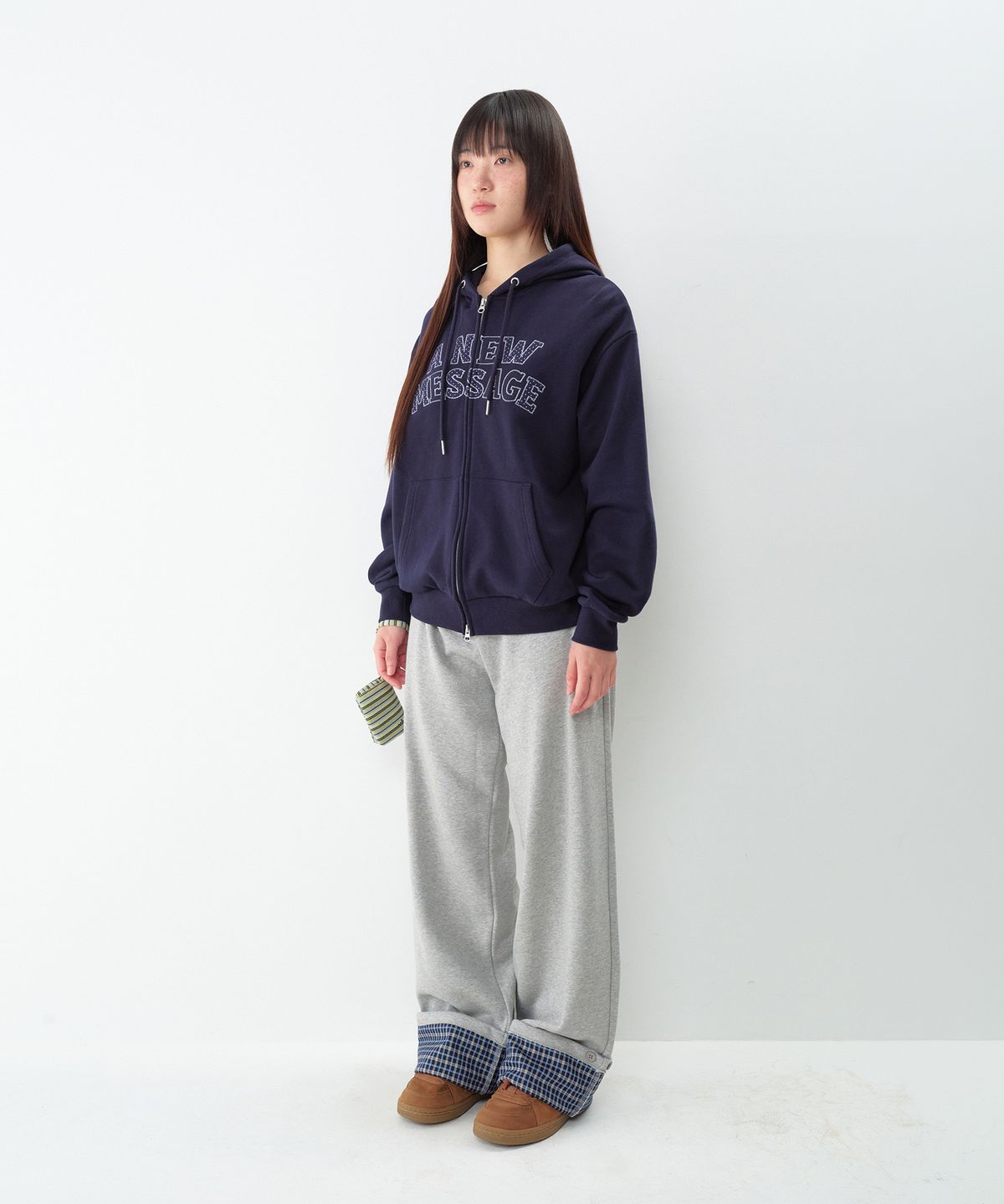 아메스 월드와이드(AMES-WORLDWIDE) 52 CHECK ROLL-UP SWEATPANTS GREY
