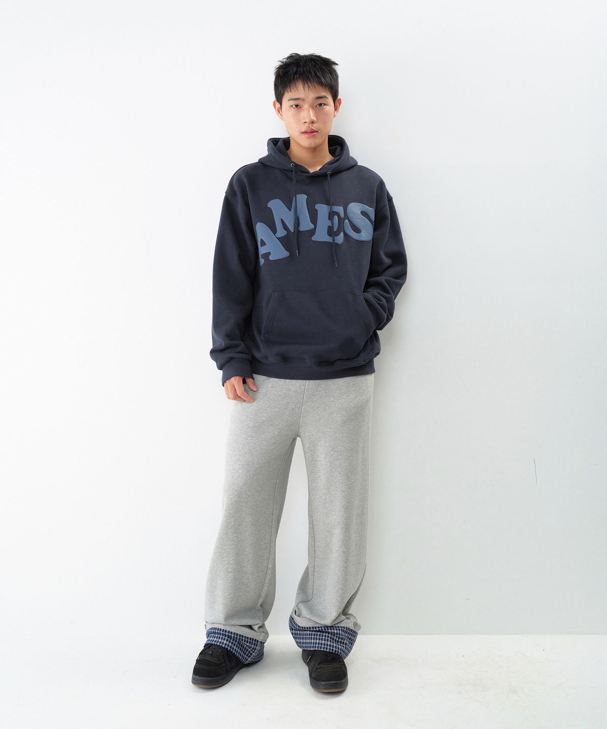 아메스 월드와이드(AMES-WORLDWIDE) 52 CHECK ROLL-UP SWEATPANTS GREY